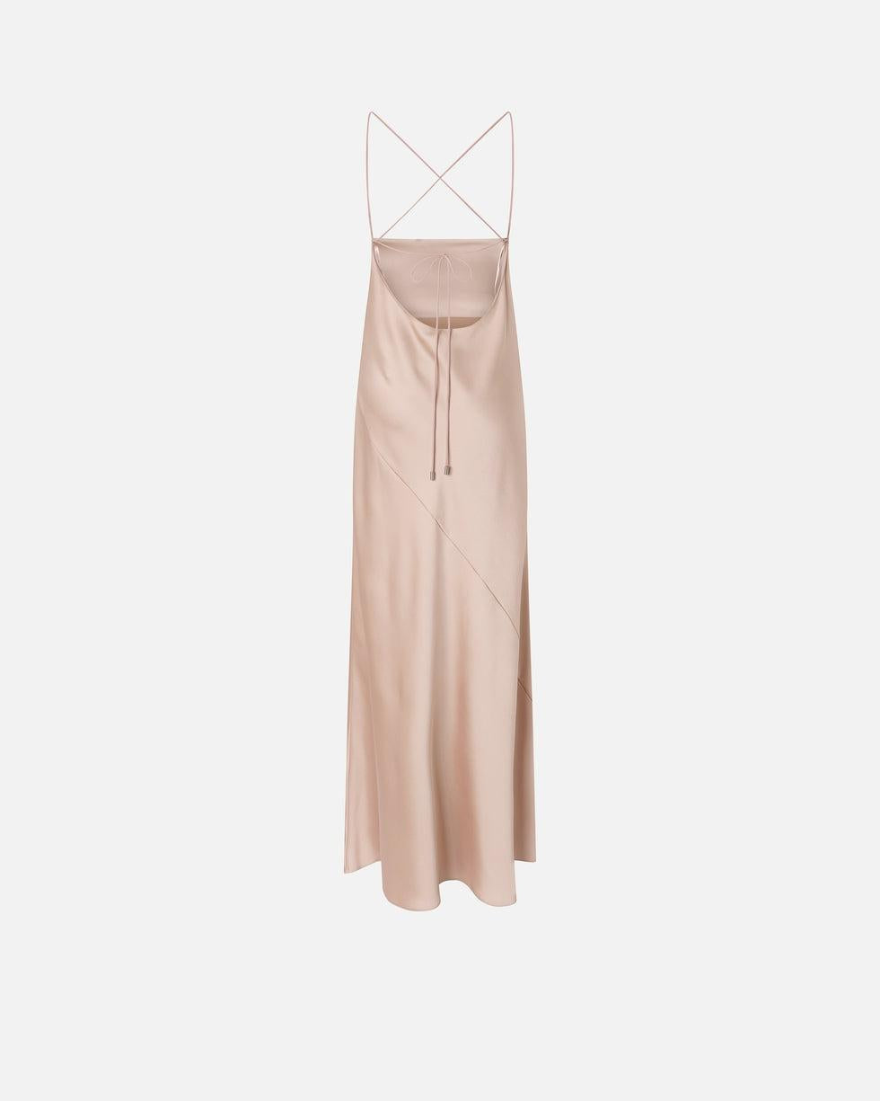 Abito slipdress lungo in satin<BR/> 106587A1Y5 Q35 PINKO