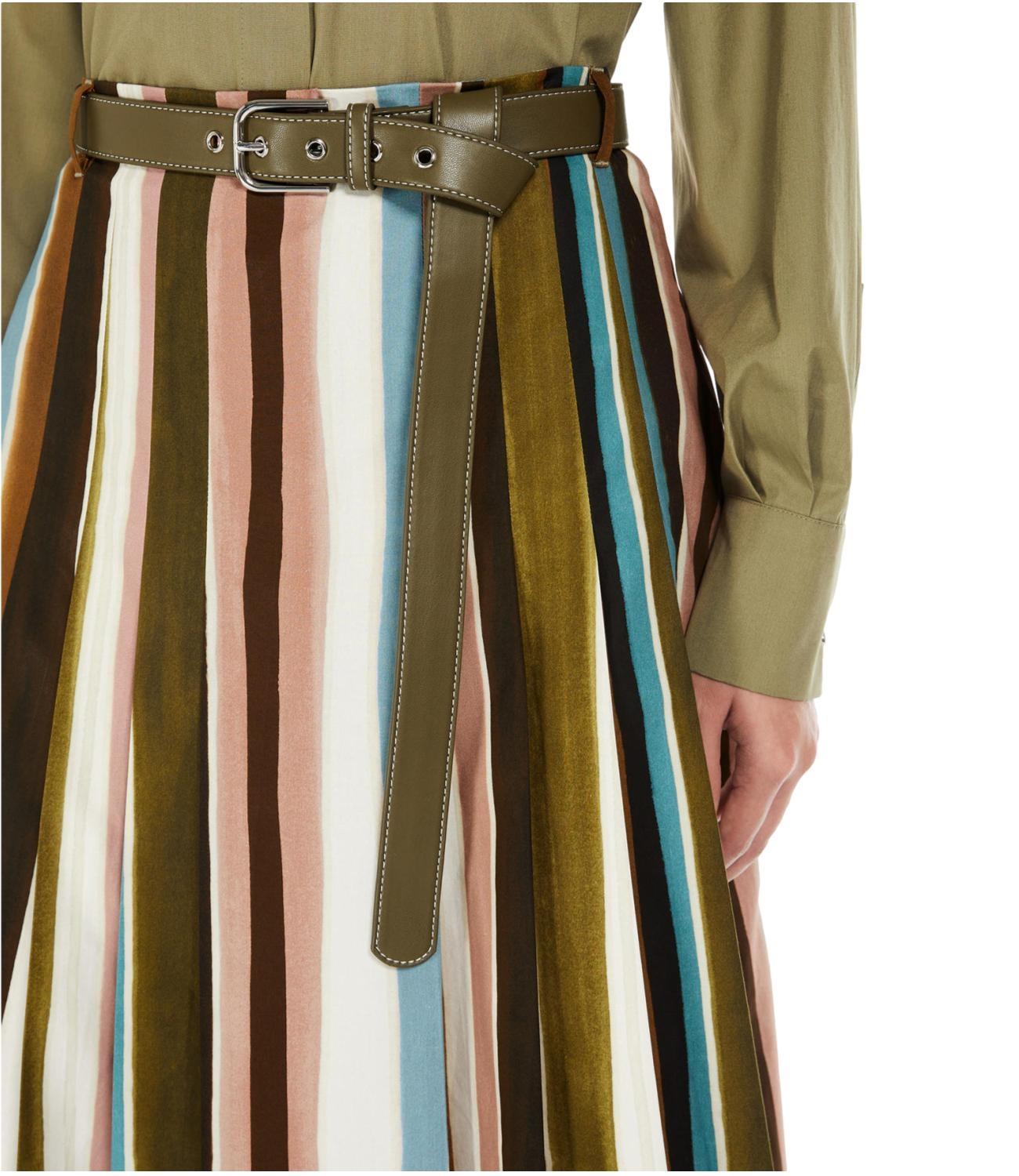 Gonna a pieghe in popeline stampato<BR/> BASSANO 004 MAX MARA STUDIO