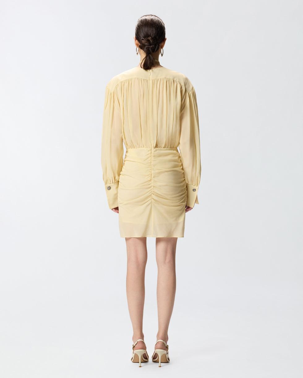 Mini abito a maniche lunghe e drappeggiato apricena 106896A3B2 C19 PINKO