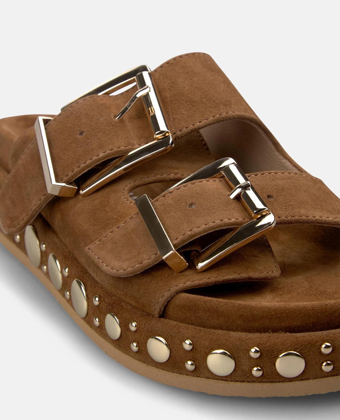 Sandali in sued con borcie 7202 SUEDECARAMEL ALMA EN PENA