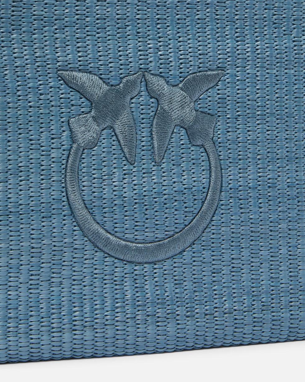 Pochette in rafia con logo Love Birds<BR/> 106763A39Y E5YQ PINKO