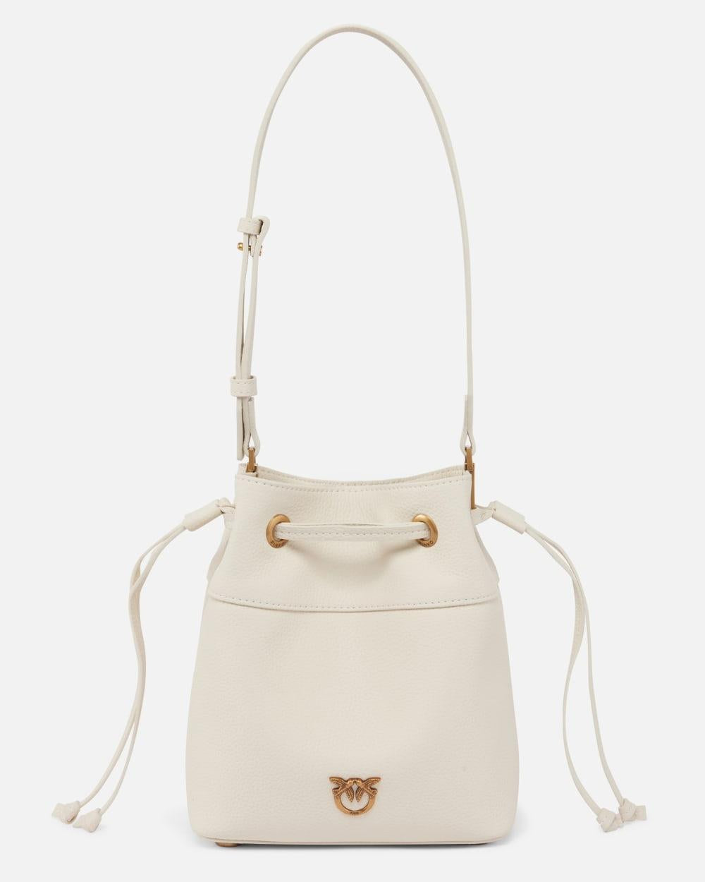 Borsa piccola a secchiello in pelle con tracolla