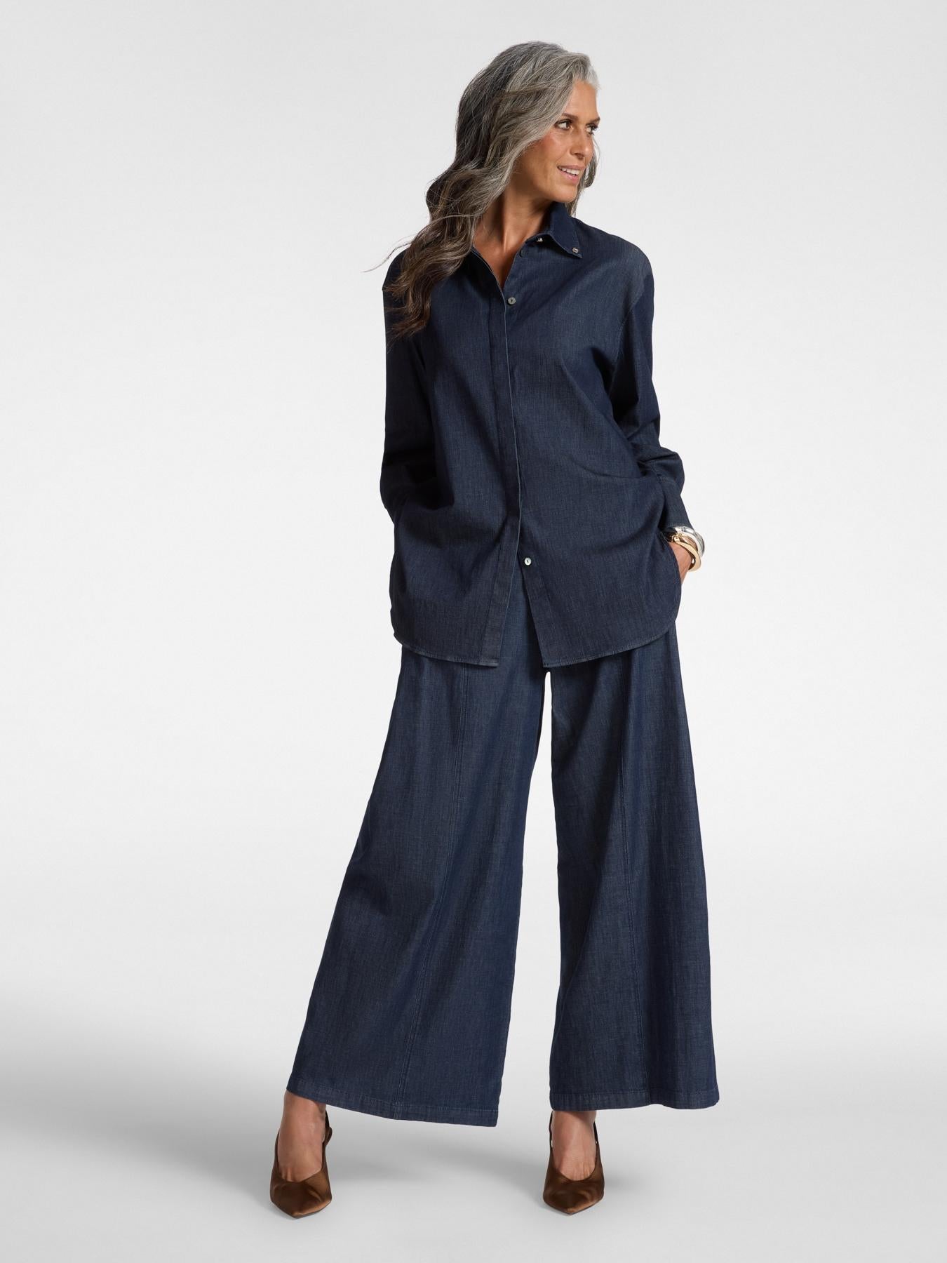 Camicia in chambray<BR/> 5410P000265N 34 ELENA MIRO