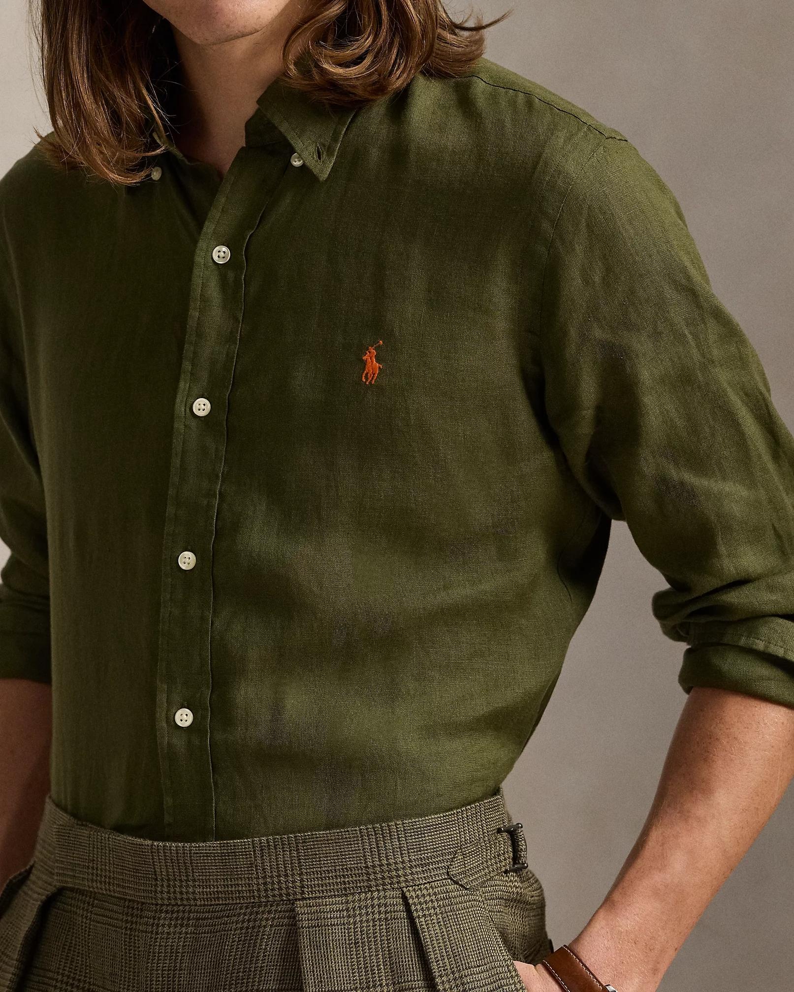 Camicia in lino Slim-Fit<BR/> 710968915 006 RALPH LAUREN