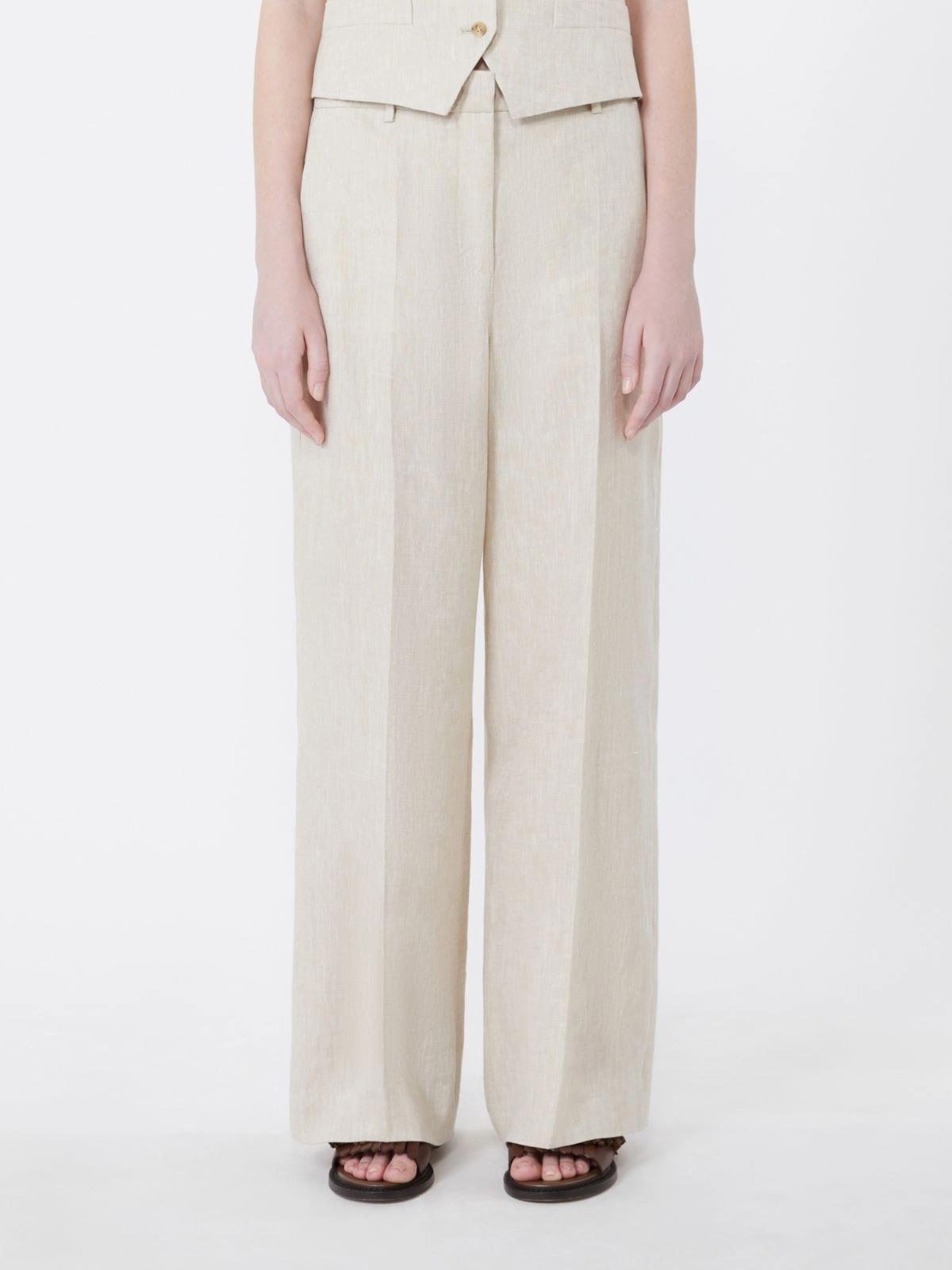 Pantalone in canvas di lino - ECRU<BR/> WKDMALIZIA 023 WEEKEND
