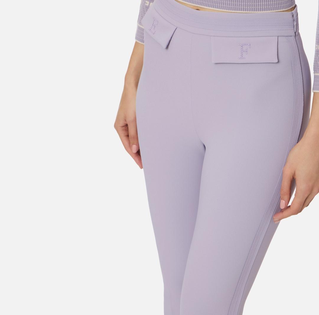 Pantaloni in doppio crêpe stretch con logo ricamato PA17061E2 EV7 ELISABETTA FRANCHI