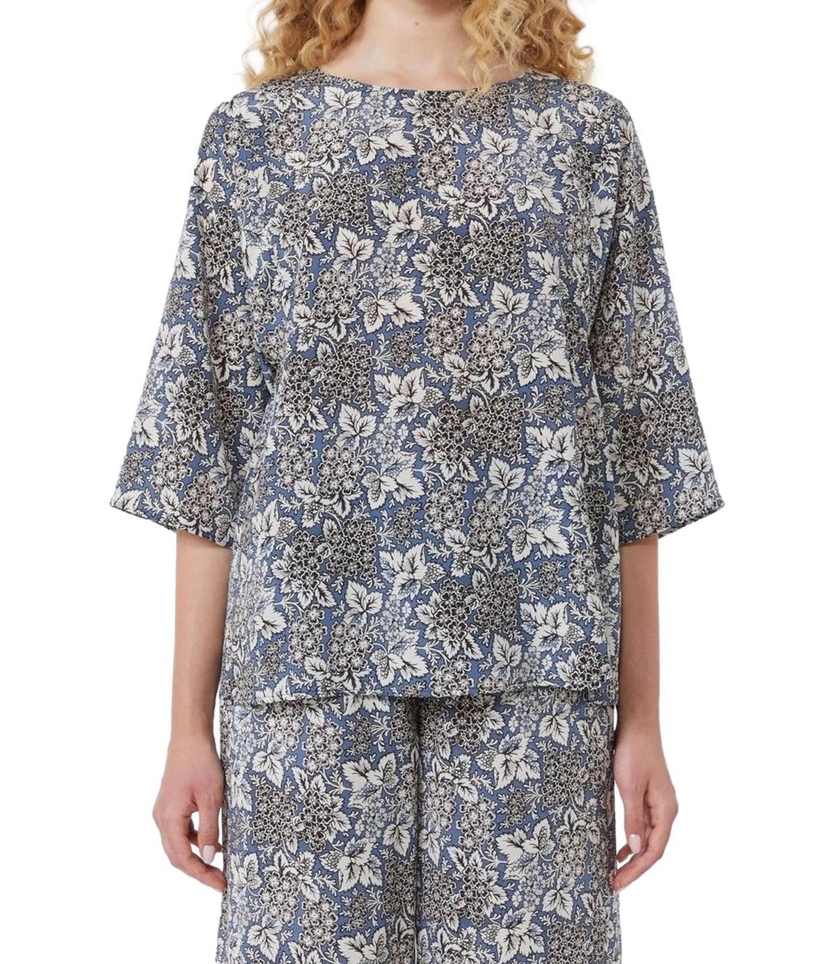 Blusa in crêpe de Chine di seta stampata WKDGINNICO 007 WEEKEND