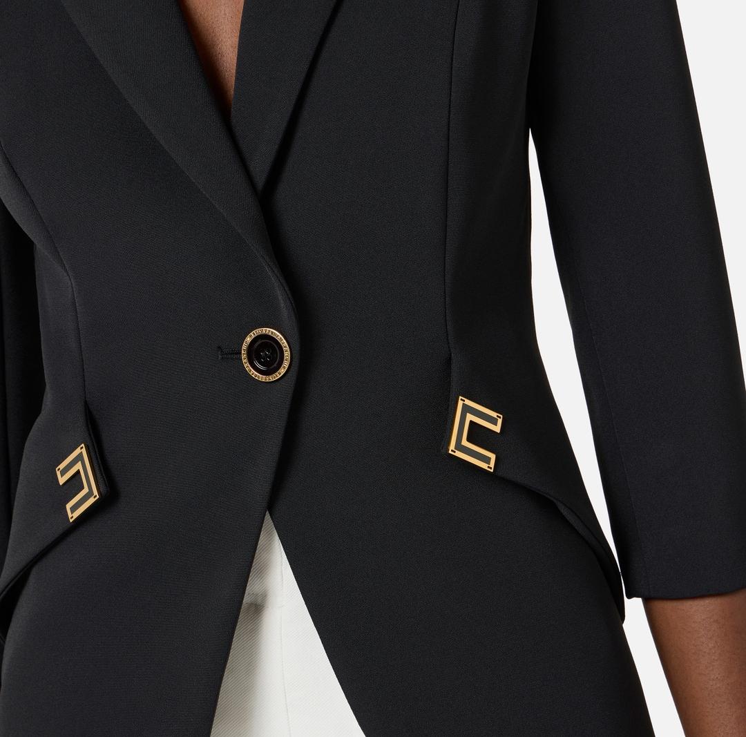 Giacca in doppio crêpe stretch con dettagli logo GI21561E2 110 ELISABETTA FRANCHI