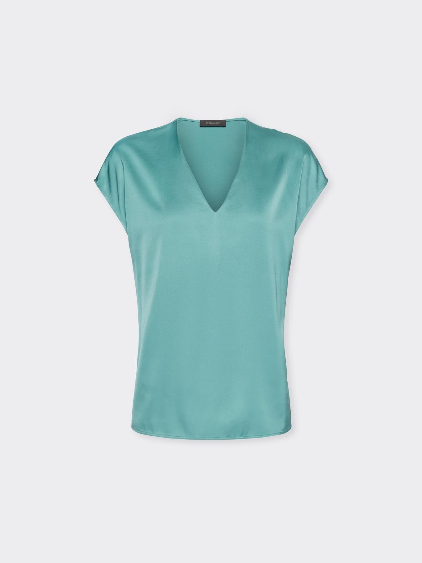 Blusa in raso con scollo a V<BR/> 2002P000221N B5 ELENA MIRO
