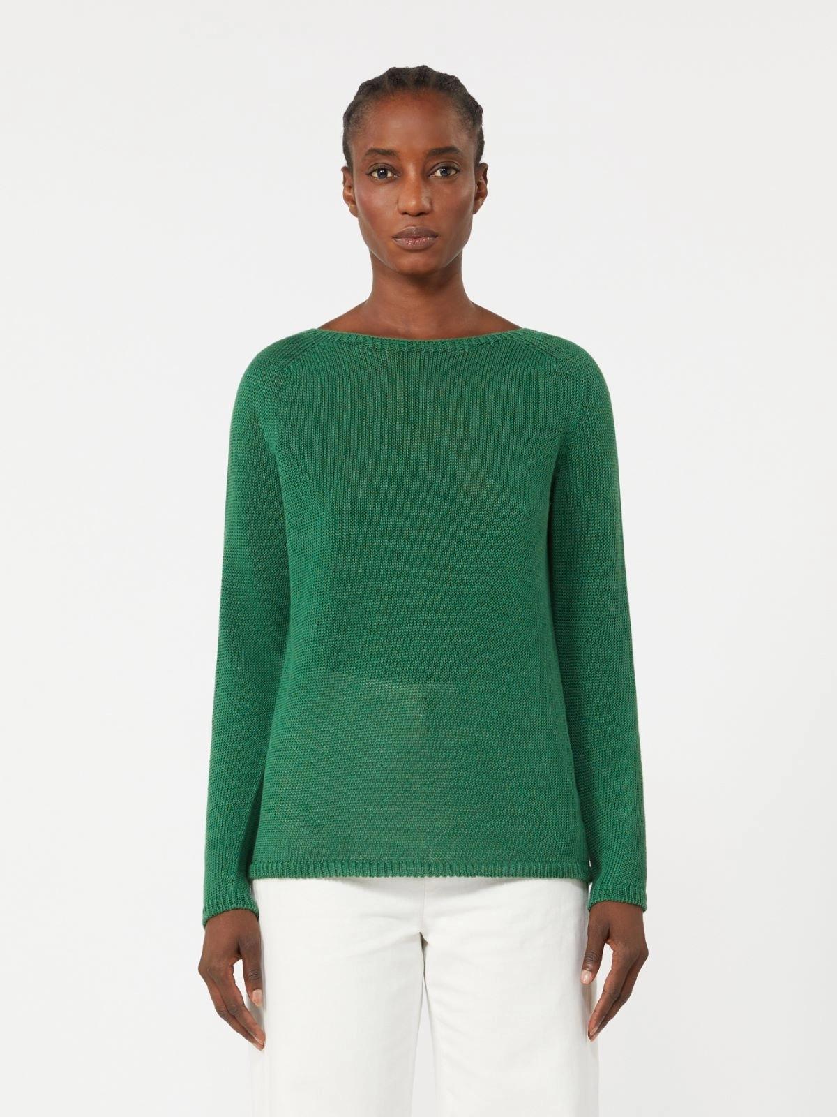 Maglia basic in filato di lino - Verde<BR/> SMMGIOLINO 010 S MAX MARA