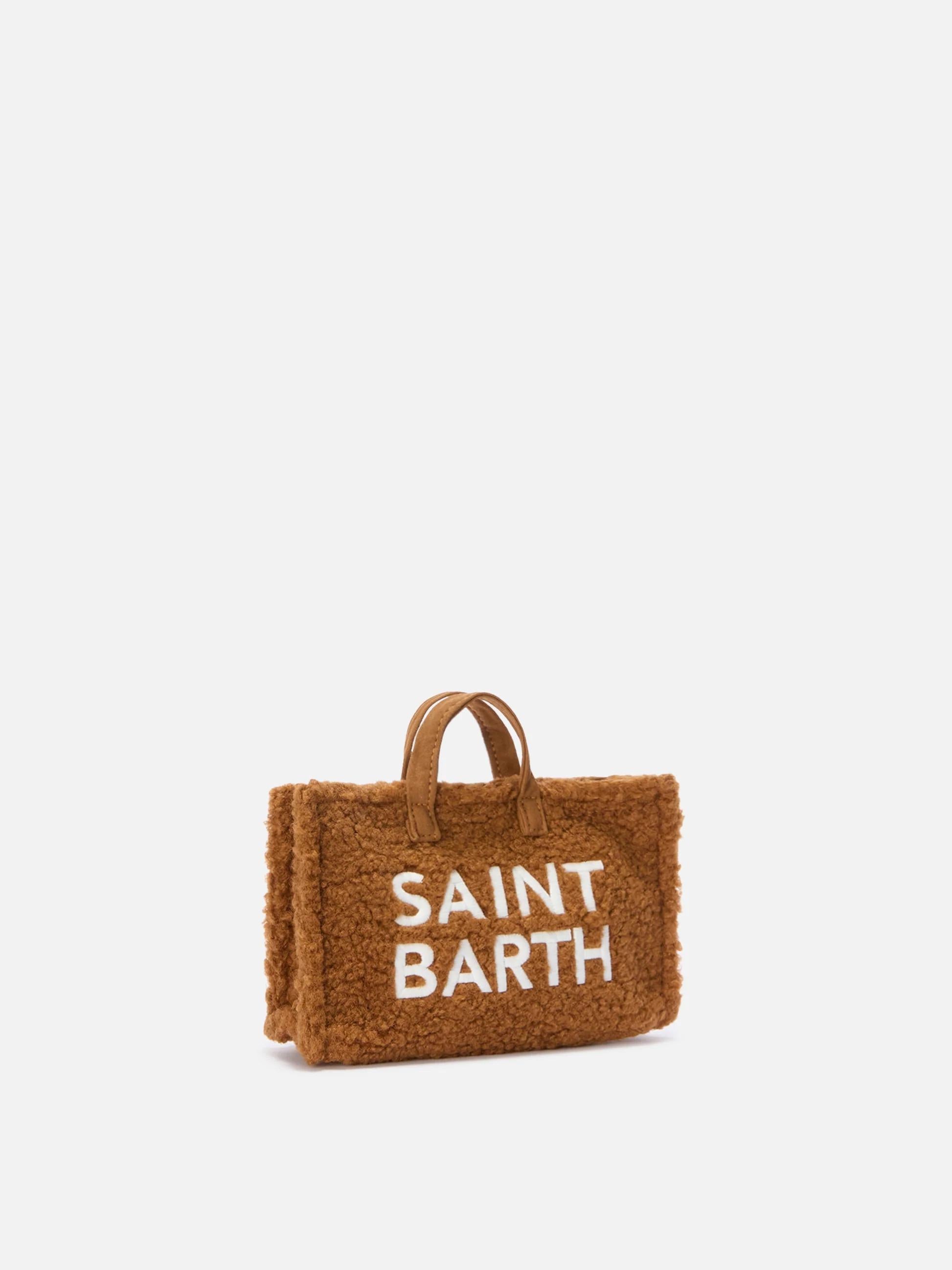Mini borsa porta telefono Phone Bag Teddy in sherpa marrone<BR/> PHONE004 00221I MC2 SAINT BARTH