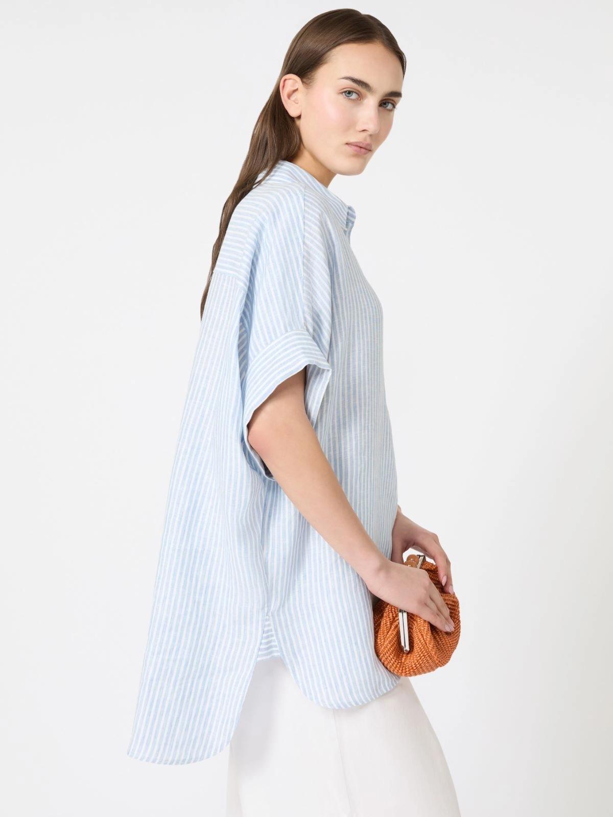 Camicia in tela di lino stampata - AZZURRO<BR/> WKDVERVE 015 WEEKEND