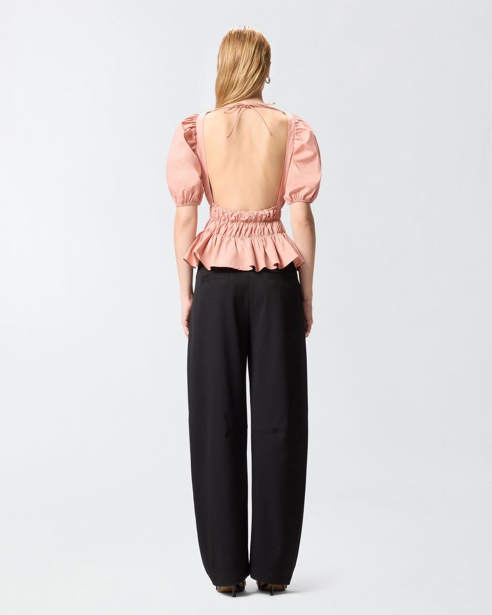 Top cropped con volant e schiena scoperta<BR/> 106525A35Q P92 PINKO