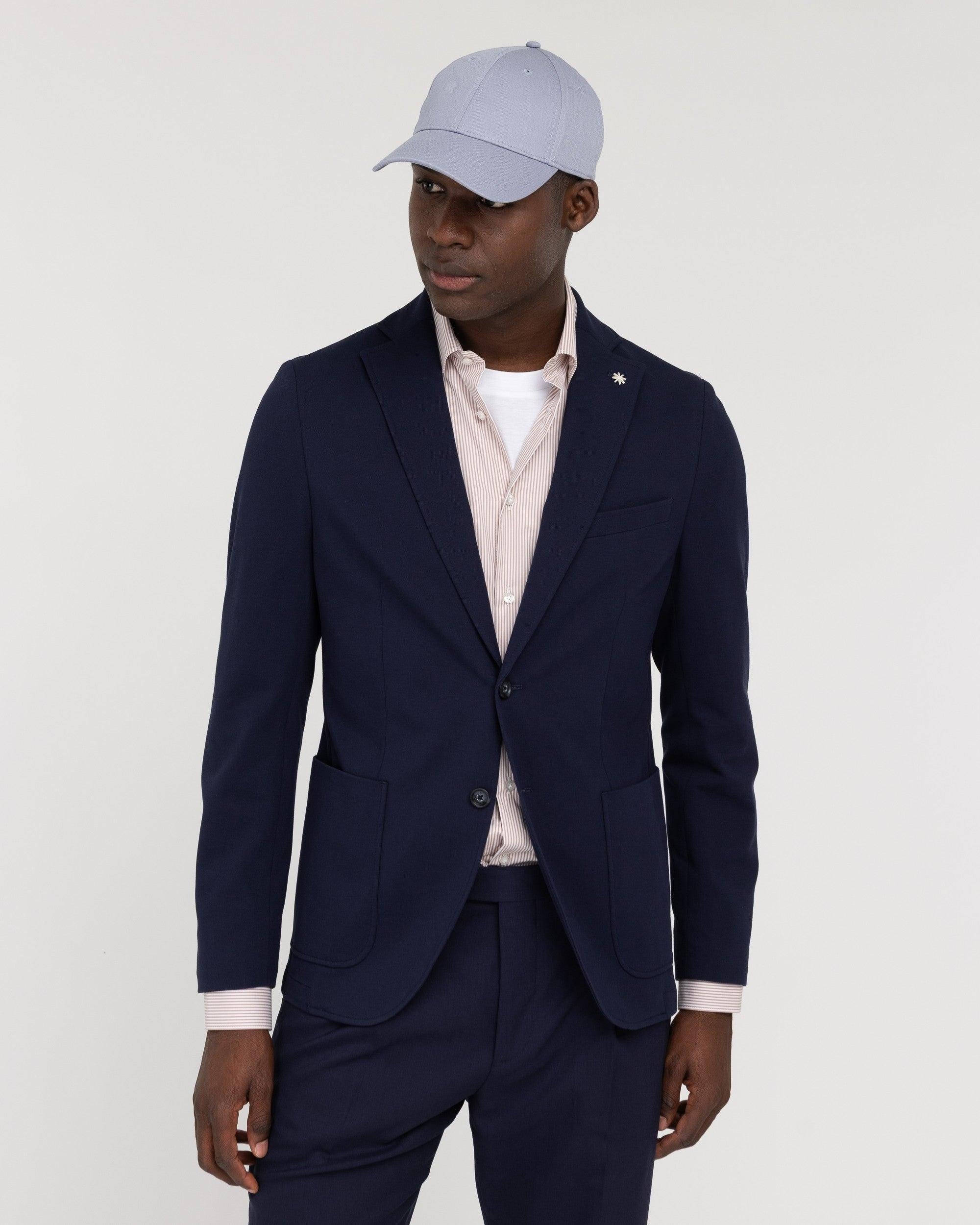giacca jersey cotone piquet blu<BR/> 3832G2900MC253273 89 MANUEL RITZ
