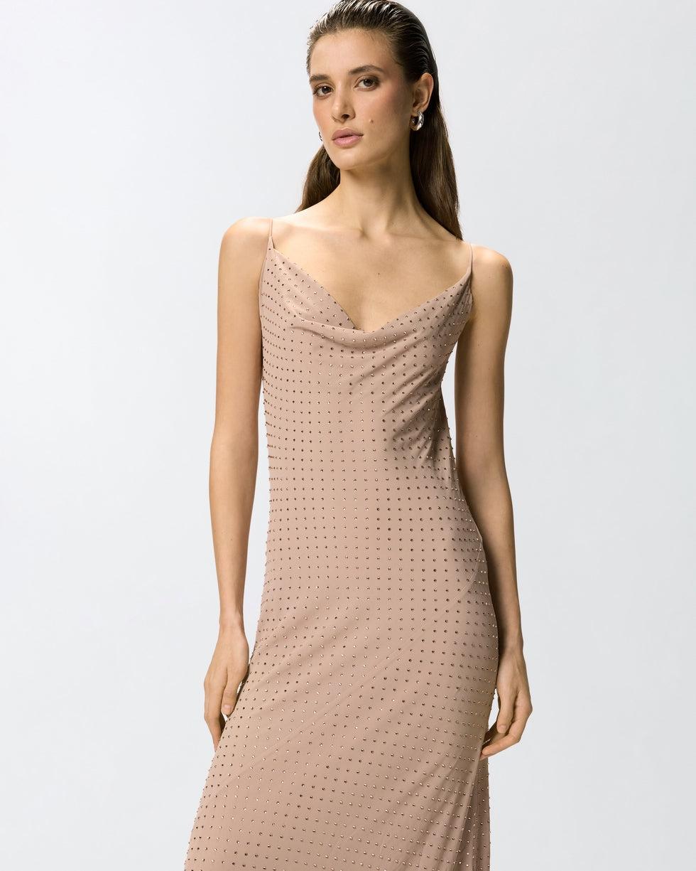 Abito slipdress lungo con strass<BR/> 106299A32X Q24 PINKO