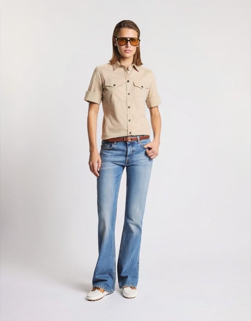 Camicia Regular Fit in Popeline Stretch<BR/> NCWA252600SZGR C603 FAY