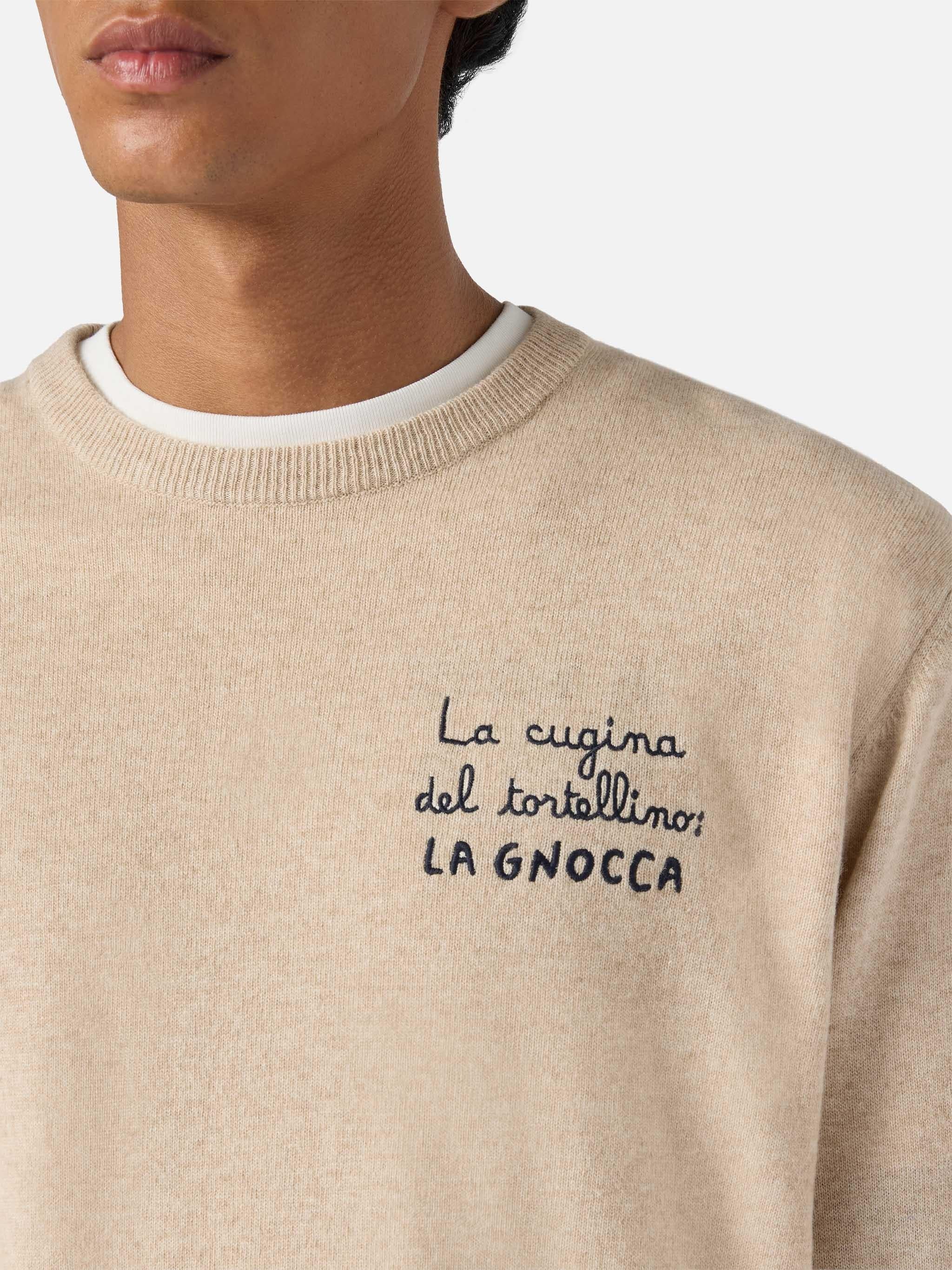 Maglione in misto lana Heron Light con ricamo La cugina del tortellino, la Gnocca! HER0024 03485I MC2 SAINT BARTH
