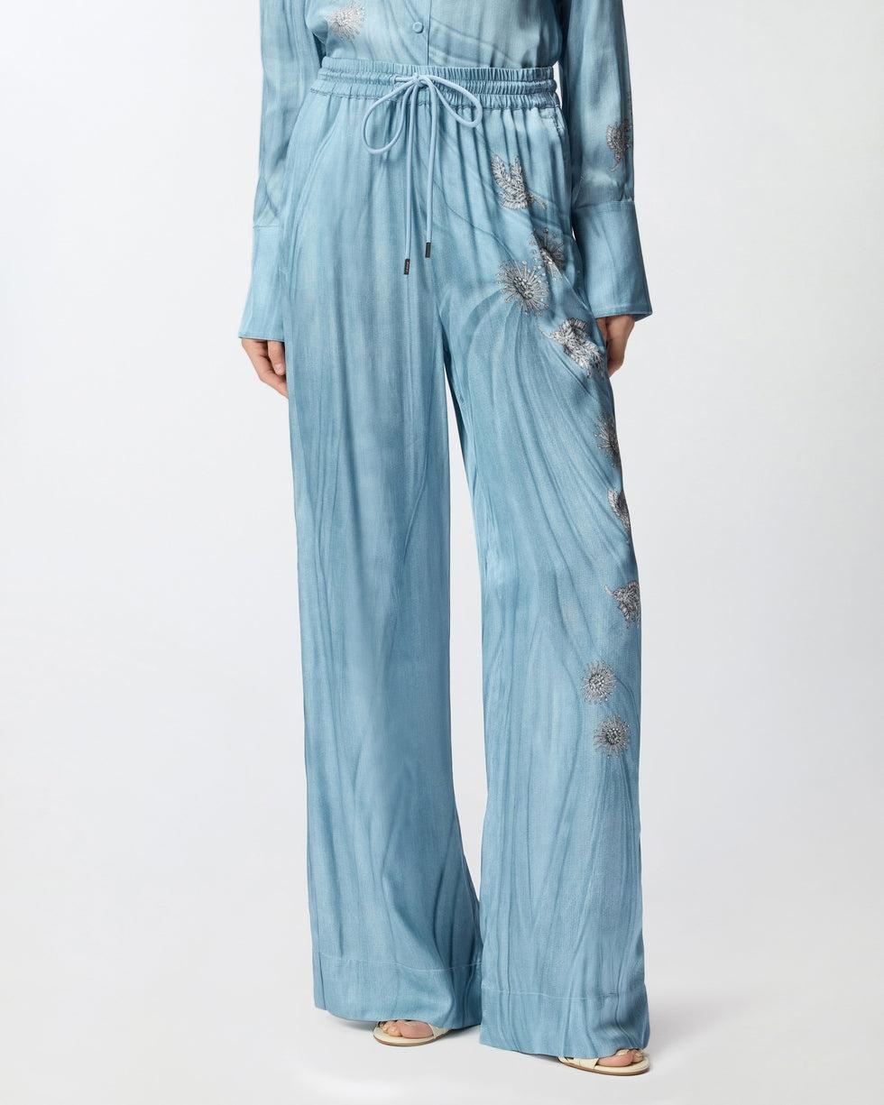 Pantaloni fluidi con stampa gioiello piazzata<BR/> 106210A37N F15 PINKO