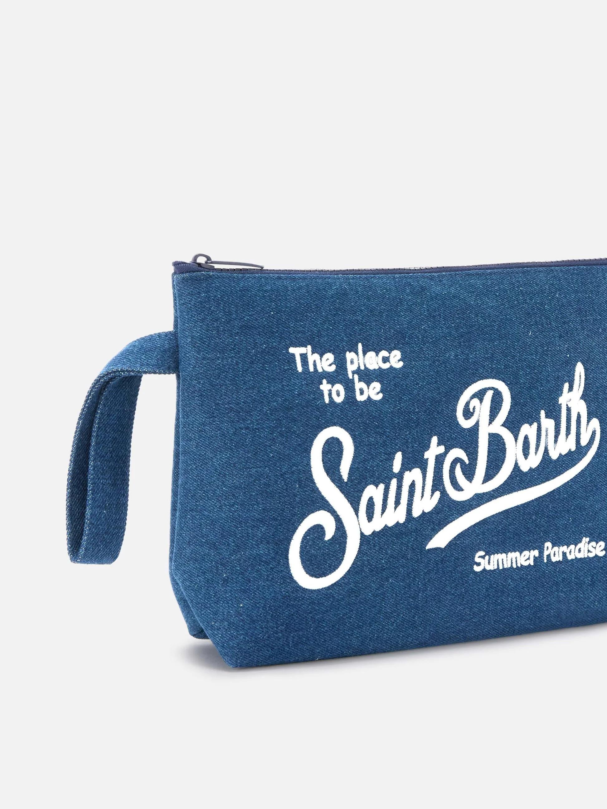 Pochette Aline in effetto denim blu scuro<BR/> ALI0017 00436L MC2 SAINT BARTH