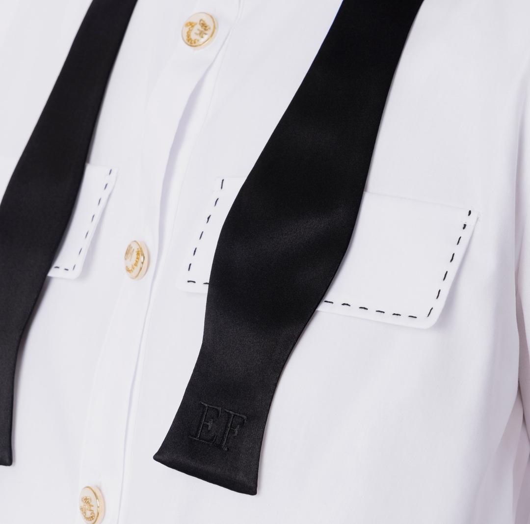 Camicia donna in popeline con cravattino