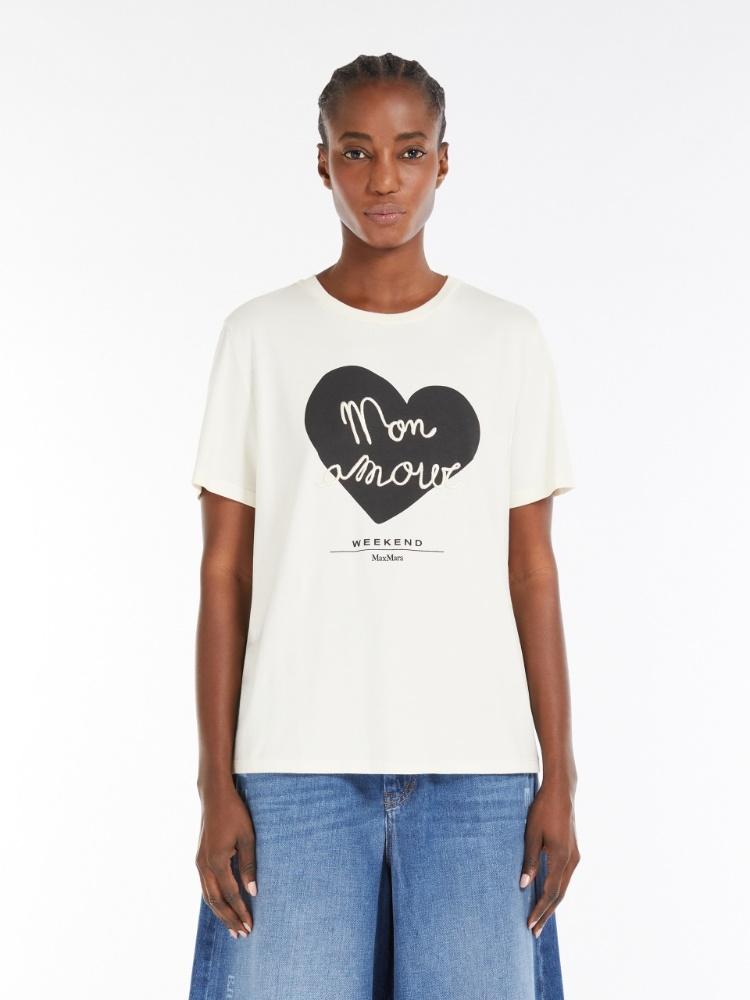 T-shirt donna in jersey di cotone con stampa cuore VELLO 005 WEEKEND