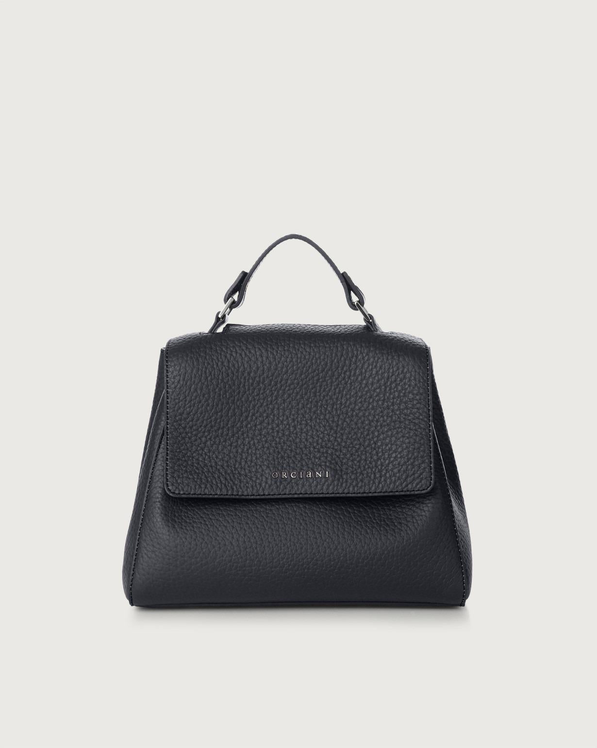 Borsa Sveva Soft Piccola a mano in pelle con tracolla<BR/> B01999SOF NAVY ORCIANI