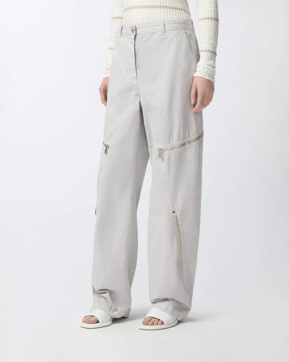 Pantaloni larghi in cotone con zip