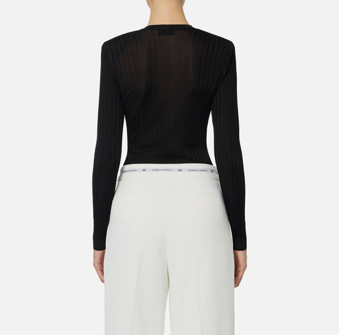 Maglia in filato di viscosa con dettagli logo MK21S56E2 110 ELISABETTA FRANCHI