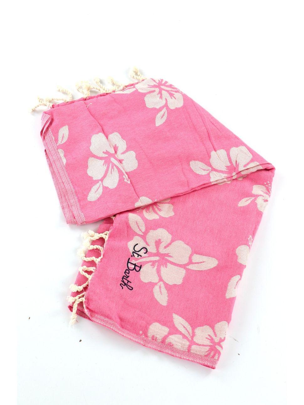 Telo mare Foutas in cotone con jacquard fiorato rosa FOUT009 07670L MC2 SAINT BARTH