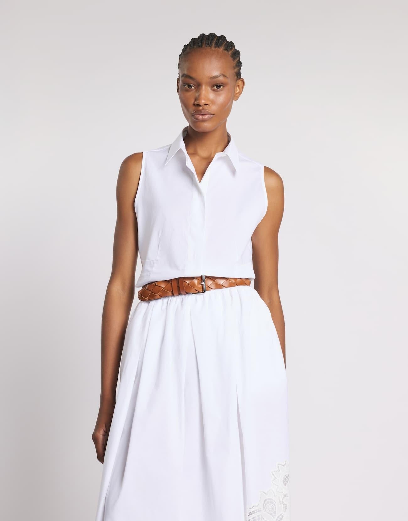 Camicia Smanicata Regular Fit in Popeline Stretch<BR/> NCWA452575SZGR B001 FAY