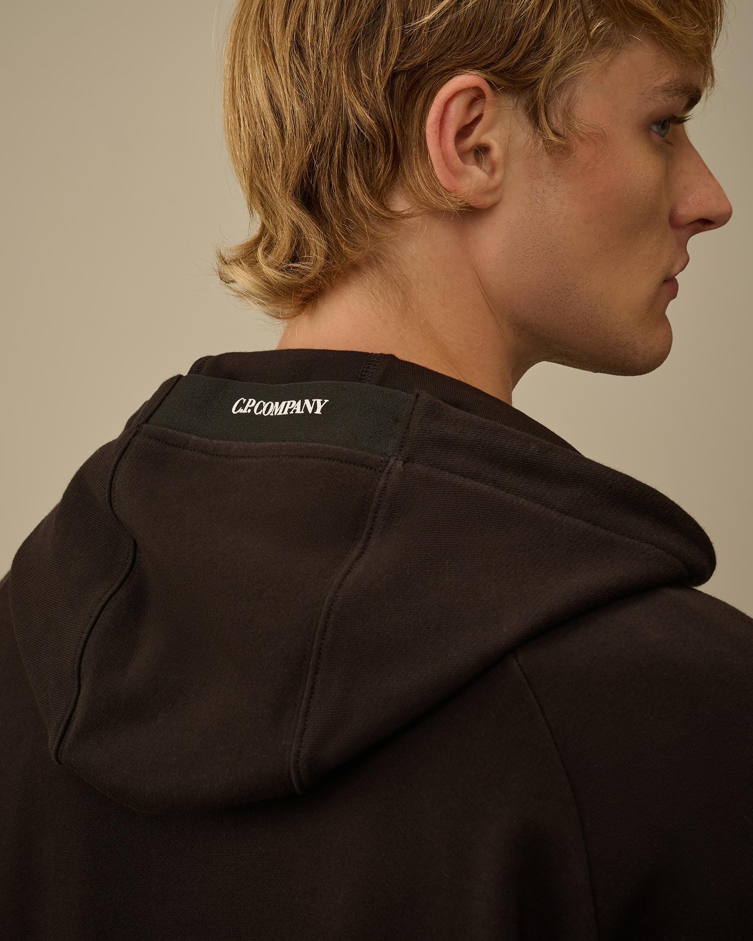 Diagonal Raised Fleece Hooded Full Zip Sweatshirt<BR/> CMSS716A 999 C.P. COMPANY