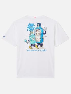 T-shirt Portland bianca con illustrazione Gino & Tony | Special Edition PRL0002 04359L MC2 SAINT BARTH