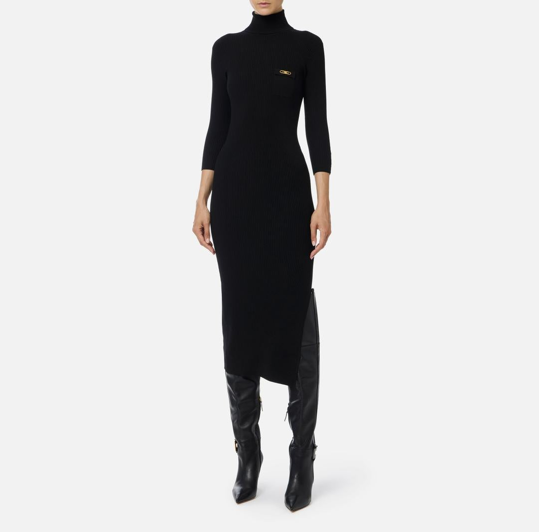 Abito in maglia a costine con taschino AM23B56E2 110 ELISABETTA FRANCHI