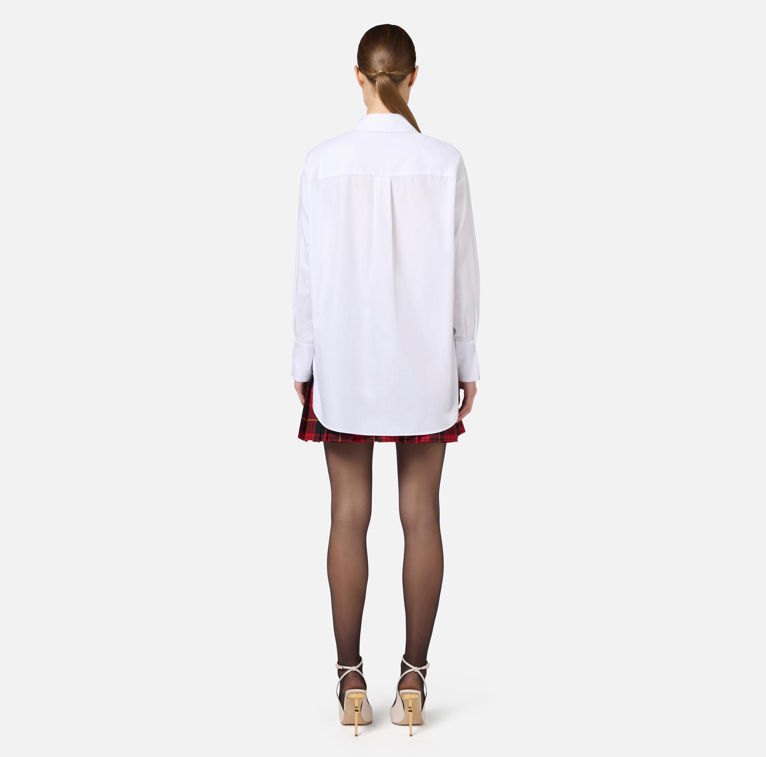 Camicia donna in popeline con logo sui polsi