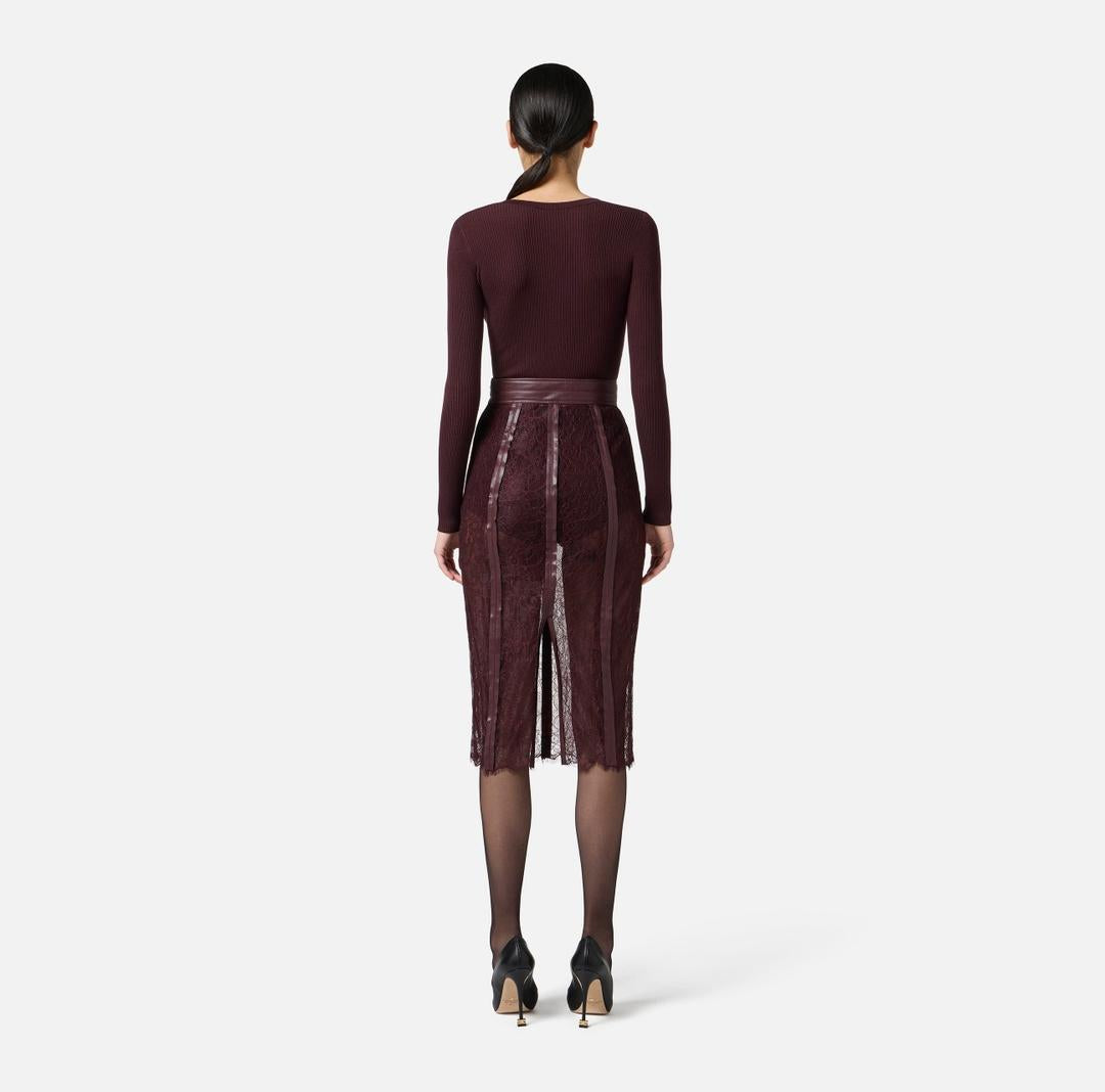 Maglia a costine con taschino logato<BR/> MK12B56E2 EA4 ELISABETTA FRANCHI