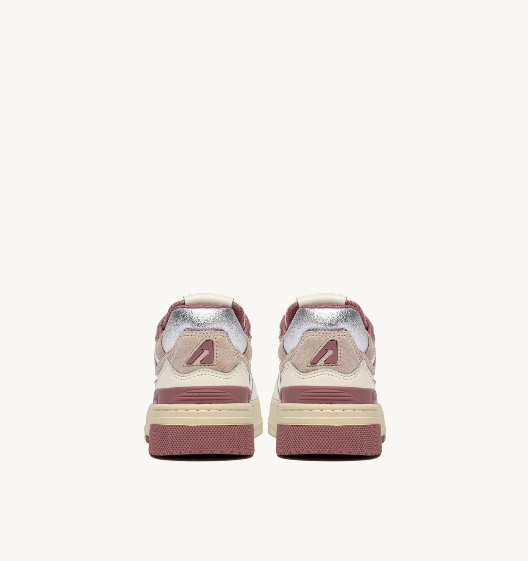 SNEAKERS CLC LOW IN PELLE WHISPER WHITE ASH ROSE E SILVER<BR/> ROLW TE01 AUTRY ACTION SHOES