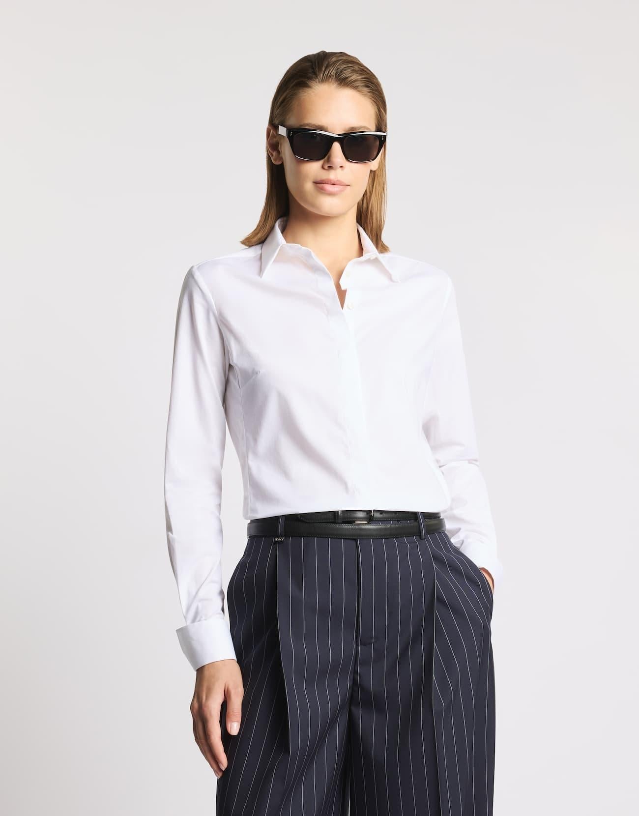 Camicia Slim Fit in Popeline Stretch<BR/> NCWA152626SZGR B001 FAY