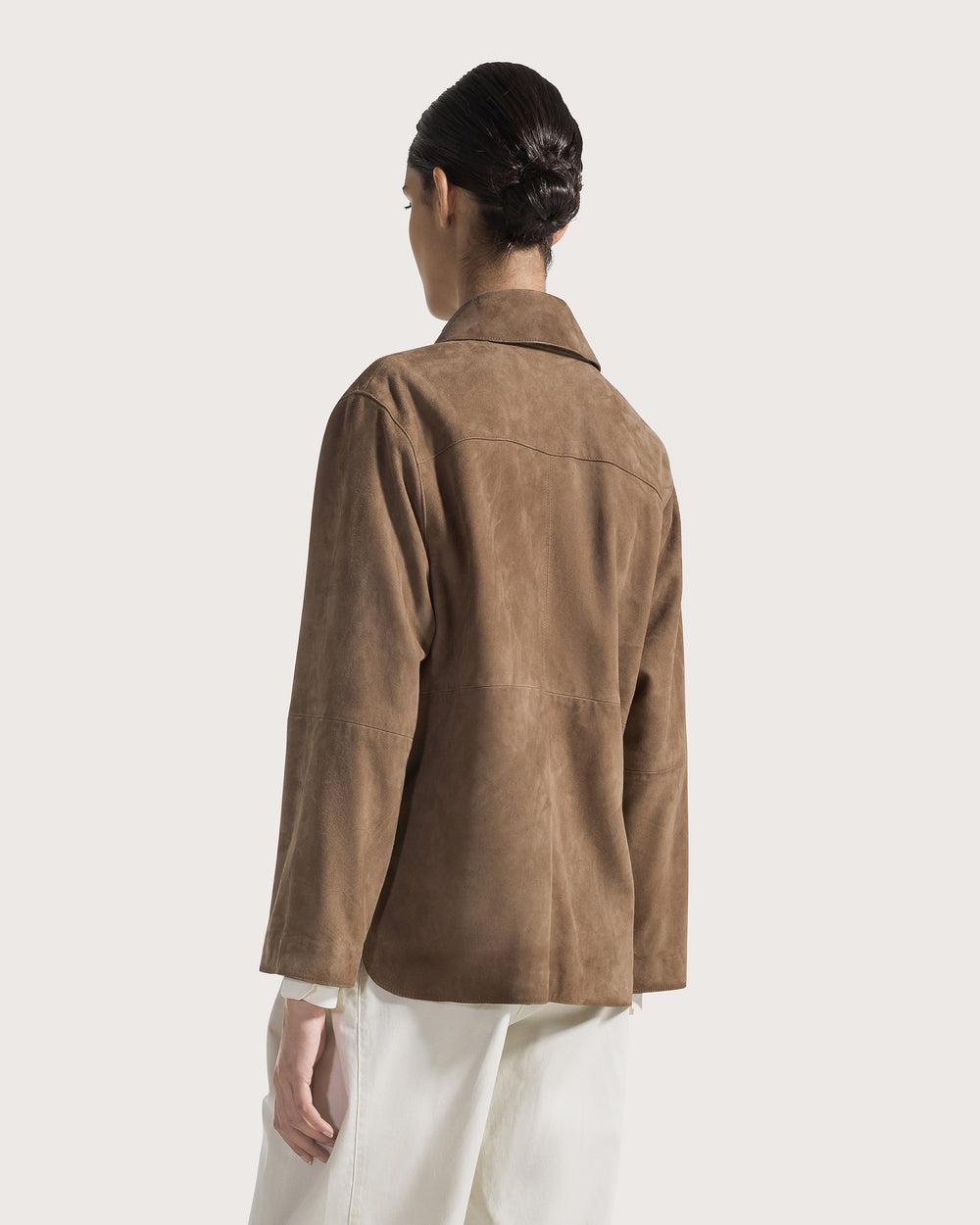 Giacca cropped in camoscio GI0927380090 063 SEVENTY