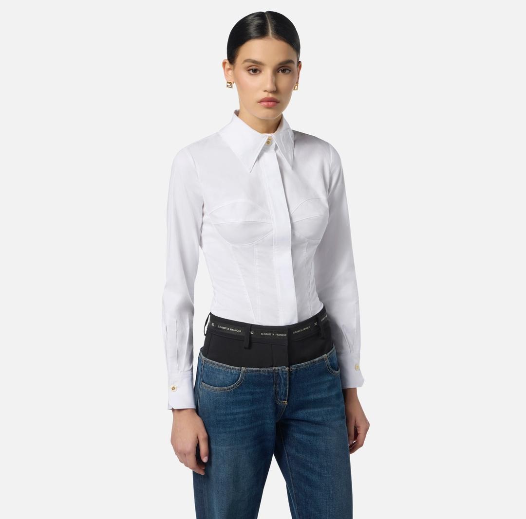 Camicia in popeline di cotone CA08256E2 100 ELISABETTA FRANCHI
