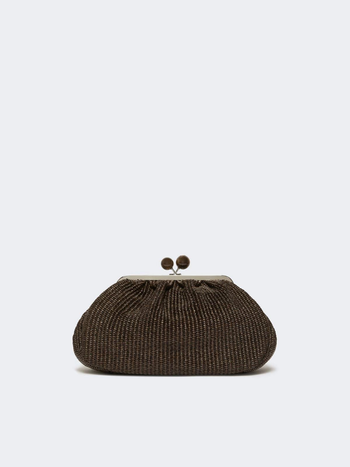 Pasticcino Bag medium effetto rafia - MARRONE SCURO<BR/> WKAFORTUNA 053 WEEKEND