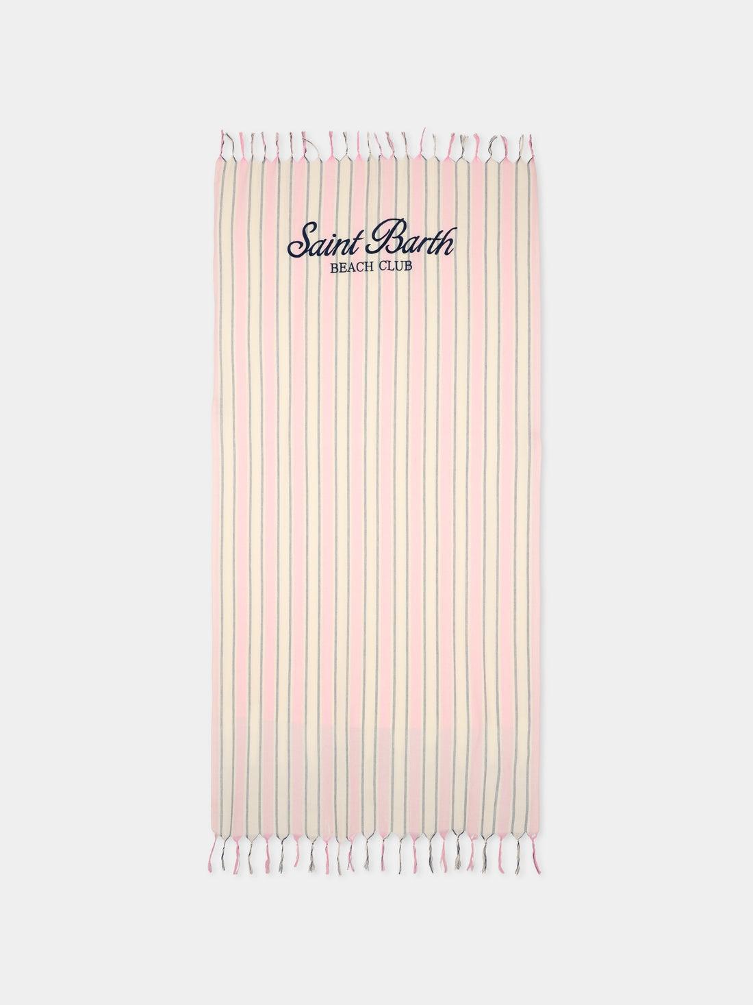 Telo mare Foutas Lighta righerosa e panna con logo ricamato FOUL002 02598L MC2 SAINT BARTH
