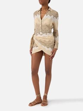 Gonna pareo Angie in raschel degradé beige<BR/> ANGI001 02022L MC2 SAINT BARTH