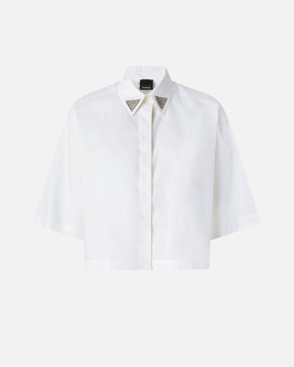 Camicia cropped con dettagli metallici<BR/> 106826A2LD Z05 PINKO