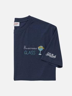 T-shirt Portofino blu con ricamo Business Glass<BR/> POT0001 00164L MC2 SAINT BARTH