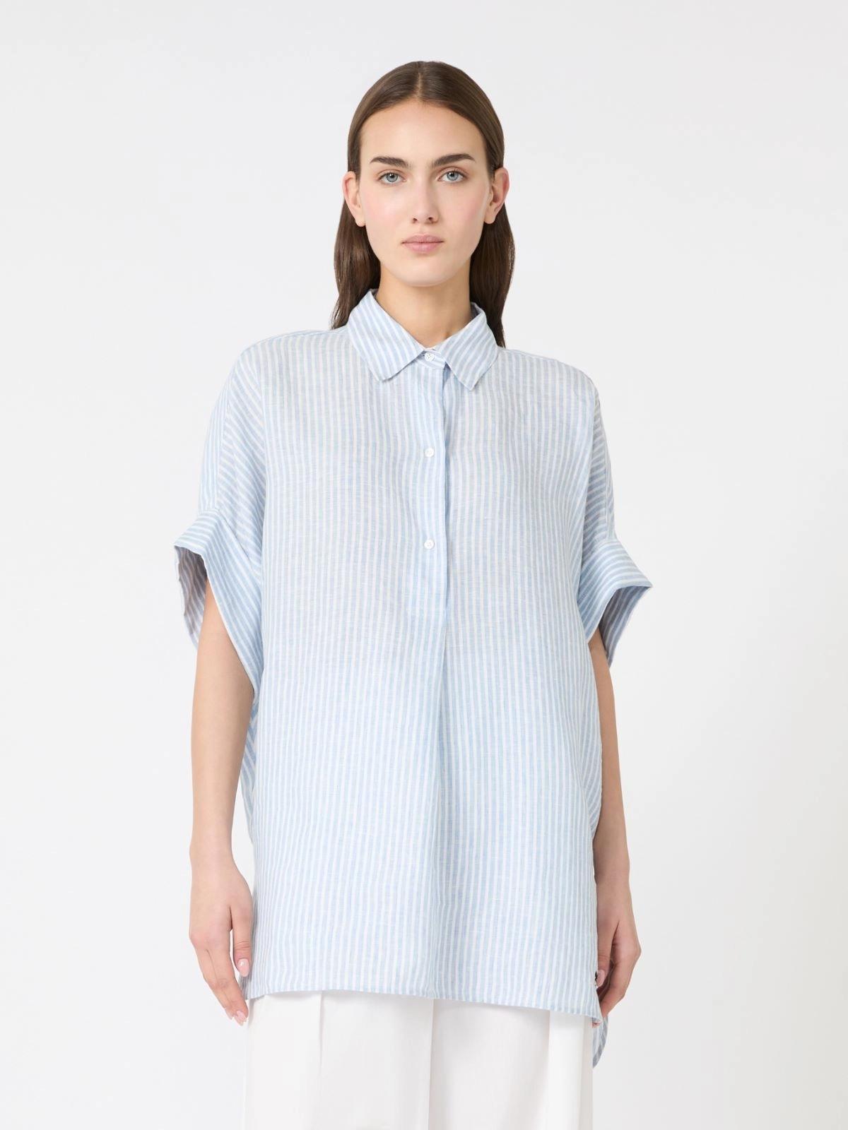 Camicia in tela di lino stampata - AZZURRO<BR/> WKDVERVE 015 WEEKEND