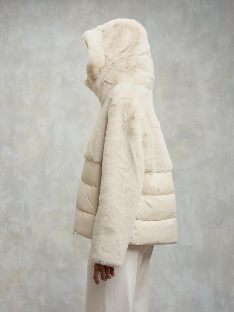 GIACCA IN NYLON CON PELLICCIA ECOLOGICA FANEVIL BLDC02178 6646/907 BLAUER