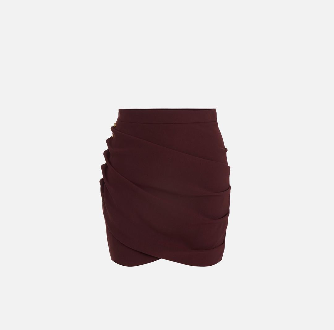 Gonna in crêpe leggero con bottoni gioiello GO12957E2 EA4 ELISABETTA FRANCHI