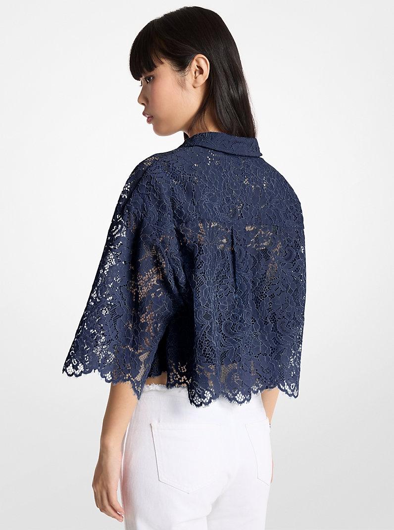 Blusa cropped in pizzo cordonato floreale MS64101KQ9 409 MICHAEL KORS