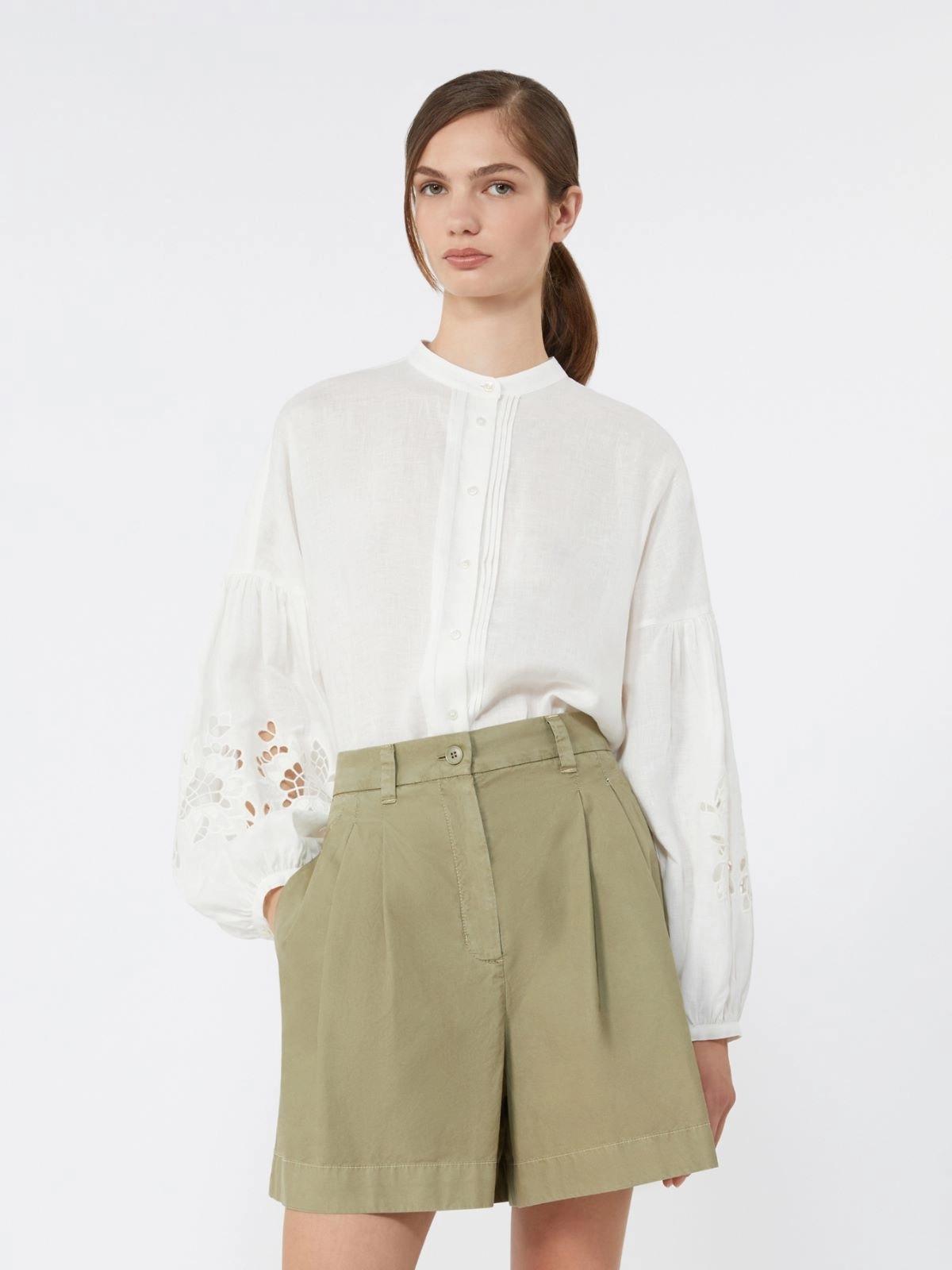 Camicia alla coreana in tela di lino - BIANCO<BR/> WKDESTRO 001 WEEKEND