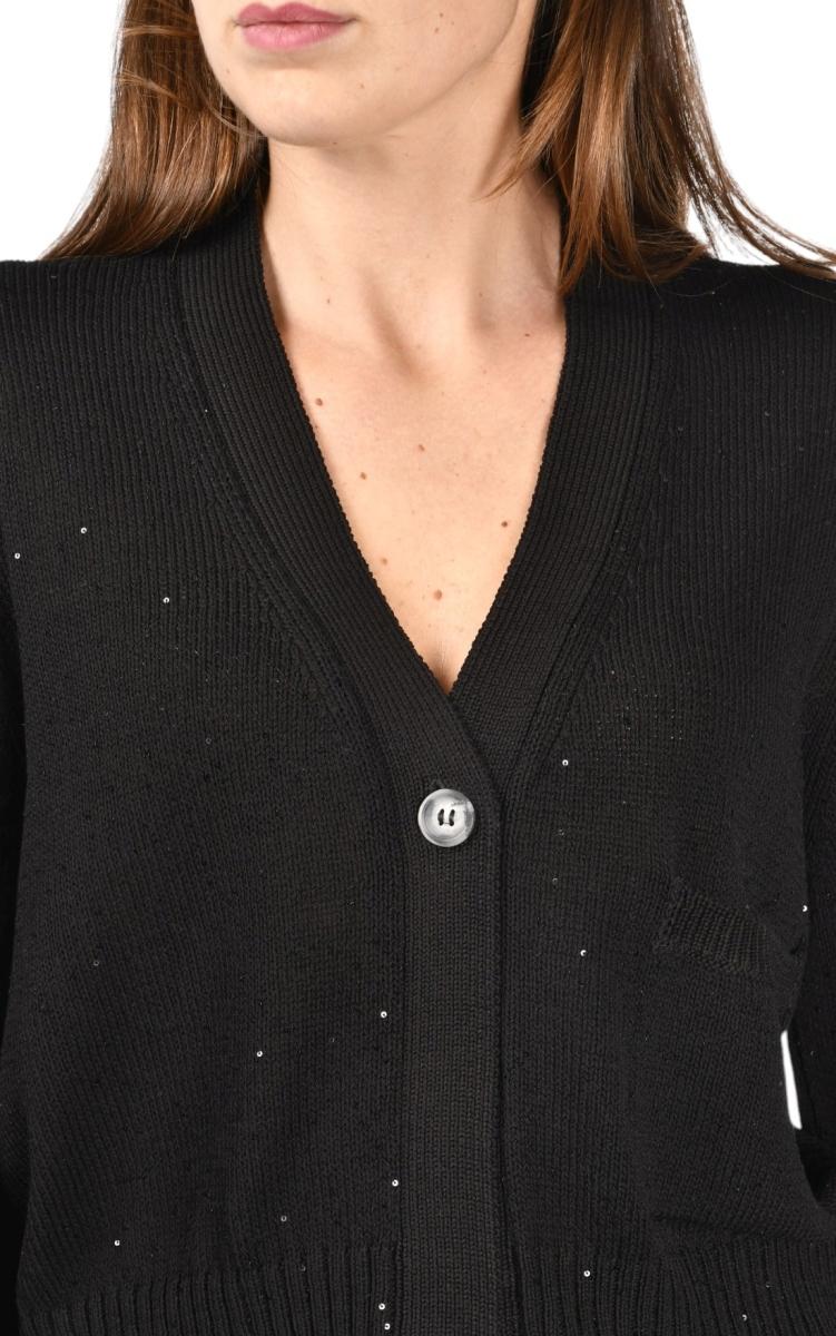 CARDIGAN RASATO CON MICRO PAILLETTES